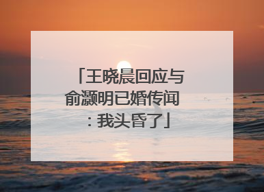 王晓晨回应与俞灏明已婚传闻：我头昏了