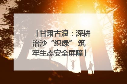 甘肃古浪：深耕治沙“织绿” 筑牢生态安全屏障
