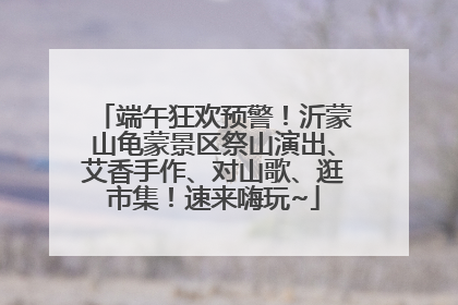 端午狂欢预警！沂蒙山龟蒙景区祭山演出、艾香手作、对山歌、逛市集！速来嗨玩~