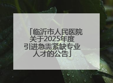临沂市人民医院关于2025年度引进急需紧缺专业人才的公告