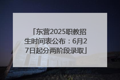东营2025职教招生时间表公布：6月27日起分两阶段录取