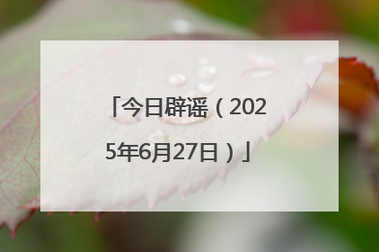 今日辟谣（2025年6月27日）