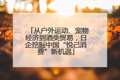 从户外运动、宠物经济到酒类贸易，日企挖掘中国“悦己消费”新机遇