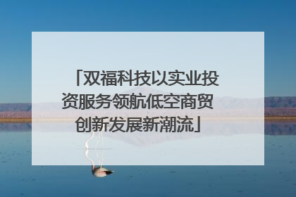 双福科技以实业投资服务领航低空商贸创新发展新潮流