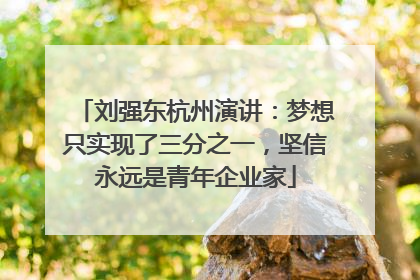 刘强东杭州演讲：梦想只实现了三分之一，坚信永远是青年企业家