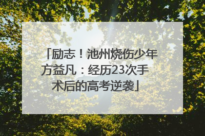 励志！池州烧伤少年方益凡：经历23次手术后的高考逆袭