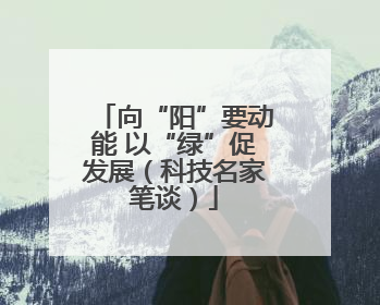 向“阳”要动能 以“绿”促发展（科技名家笔谈）