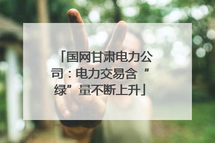 国网甘肃电力公司：电力交易含“绿”量不断上升
