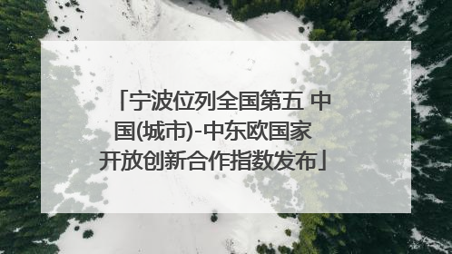 宁波位列全国第五 中国(城市)-中东欧国家开放创新合作指数发布