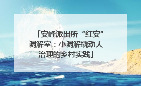 安峰派出所“红安”调解室：小调解撬动大治理的乡村实践
