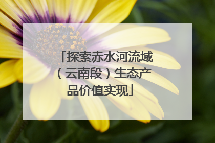 探索赤水河流域（云南段）生态产品价值实现
