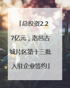总投资2.27亿元，洛邑古城片区第十三批入驻企业签约
