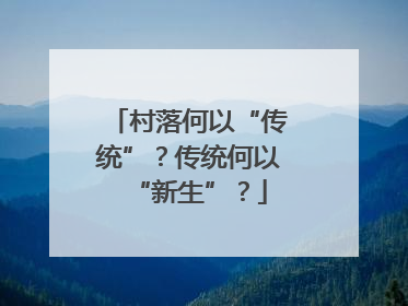 村落何以“传统”？传统何以“新生”？