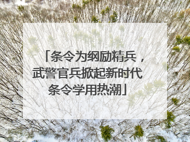 条令为纲励精兵，武警官兵掀起新时代条令学用热潮