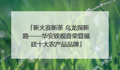 新火赛新茶 乌龙探新路——华安铁观音荣登福建十大农产品品牌