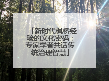 新时代枫桥经验的文化密码：专家学者共话传统治理智慧