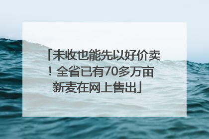 未收也能先以好价卖！全省已有70多万亩新麦在网上售出