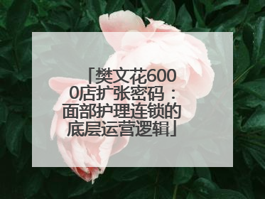 樊文花6000店扩张密码：面部护理连锁的底层运营逻辑