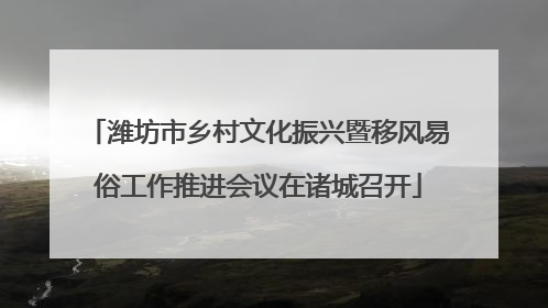 潍坊市乡村文化振兴暨移风易俗工作推进会议在诸城召开