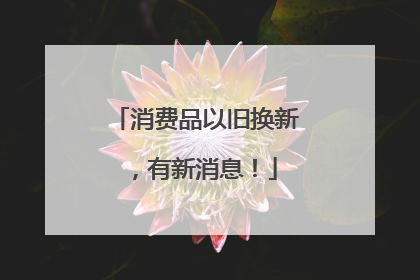 消费品以旧换新，有新消息！