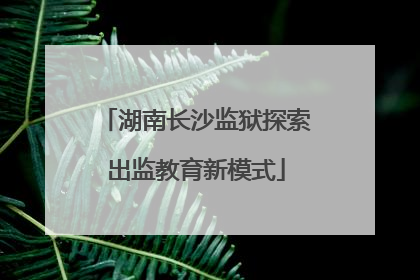 湖南长沙监狱探索出监教育新模式