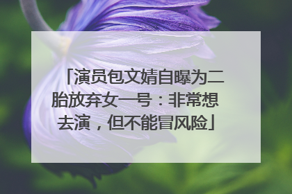 演员包文婧自曝为二胎放弃女一号：非常想去演，但不能冒风险