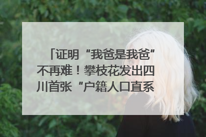 证明“我爸是我爸”不再难！攀枝花发出四川首张“户籍人口直系亲属关系谱”