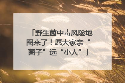 野生菌中毒风险地图来了！愿大家亲“菌子”远“小人”