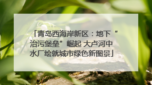 青岛西海岸新区：地下“治污堡垒”崛起 大卢河中水厂绘就城市绿色新图景