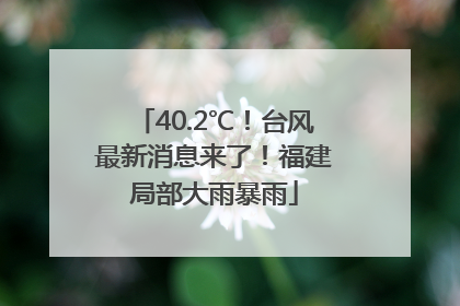40.2℃！台风最新消息来了！福建局部大雨暴雨